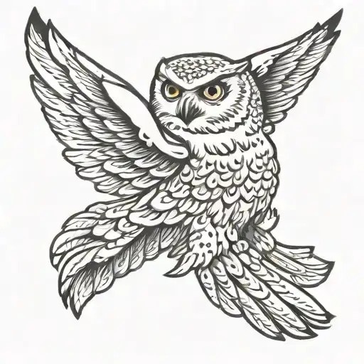 Snow Owl Flying