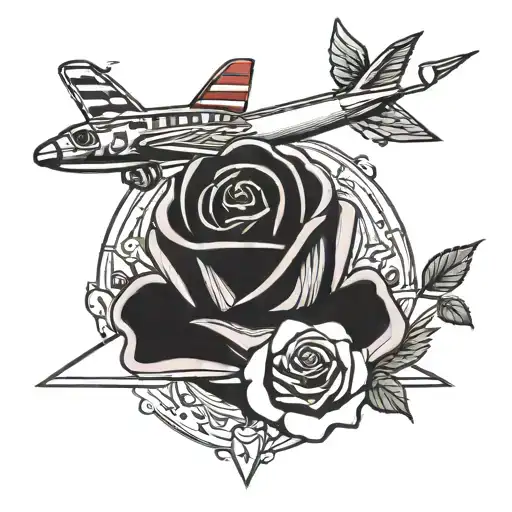 Red Arrow Plane And A Rose