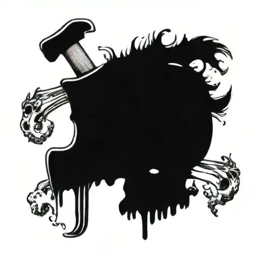 Hatchet In Skull With Blood Dripping