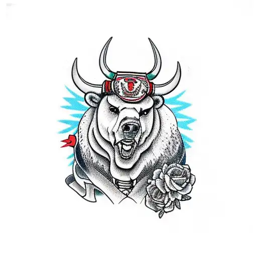 Forearm Sleeve With A Bull On Top Of A Bear