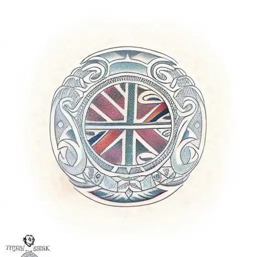 Traditional New Zealand Maori Banded Tattoo With Tiki In Middle