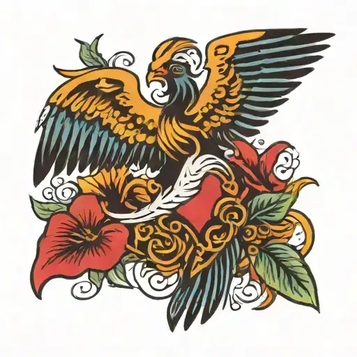 Phoenix Bird Clutching Broken Heart