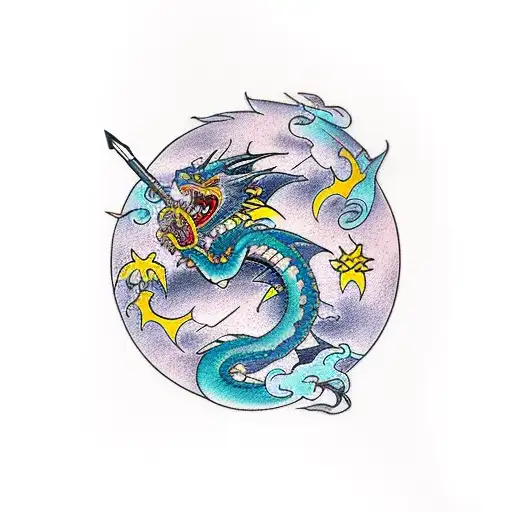 Dragon Around The Katana