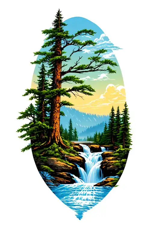 Nature Woods Waterfalls Sky Full