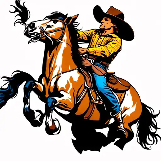 Cowboy Riding A Bucking Horse