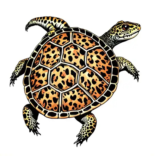 Turtle With Leopard Gecko On Back