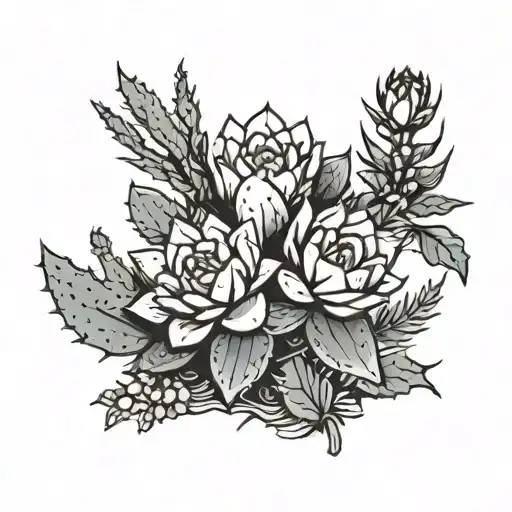 Cactus Forest Behind A Lotus