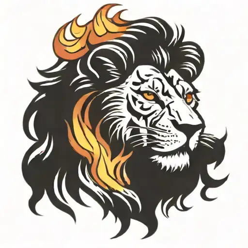 Lion And Fire Flames