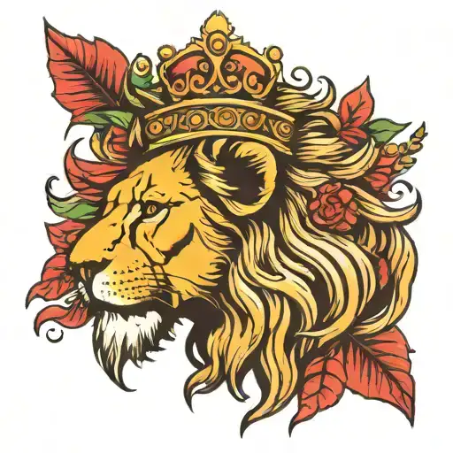 Lion Head With Crown Of Thorns