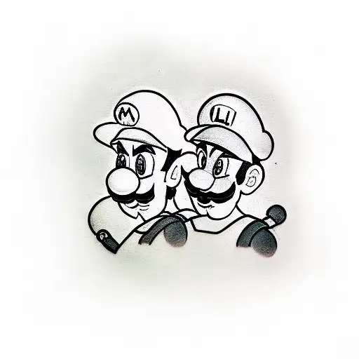 Mario And Luigi Matching Tattoos For Brothers