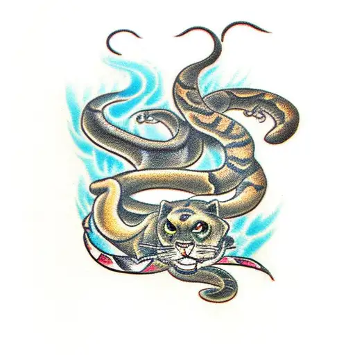 Panther And Snake Fighting