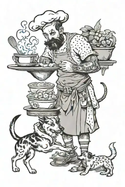A Fairy Chef Preparing A Gourmet Meal With A Loyal Dog By Their Side