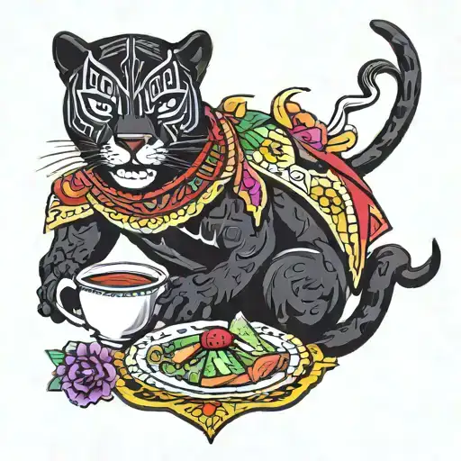 A Black Panther Eating A Mexican In Pancho