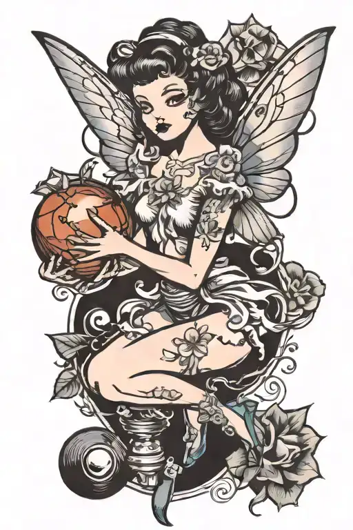 Old School Tattoo Fairy With Bomb