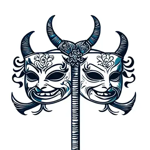 Katana And Oni Mask