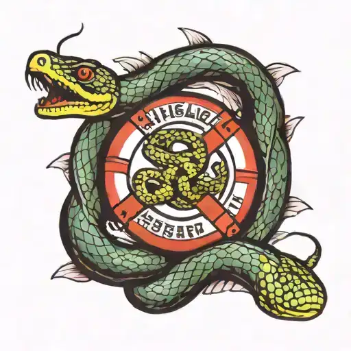A Snake Wrapped Around A Lifeguard Buoy