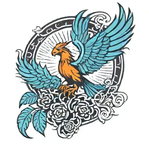 Tree And Phoenix Rising From The Ashes