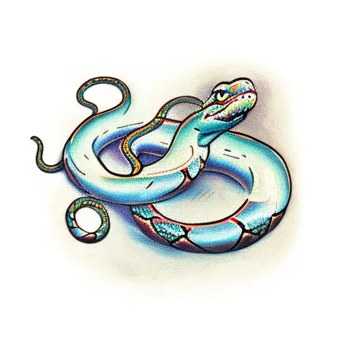 Snake Coiled Around And Old Style Syring