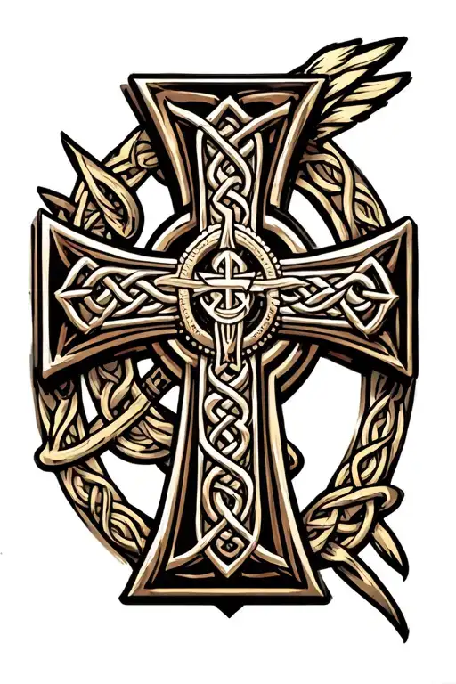 Celtic Cross With Marine Corps Emblem In The Middle