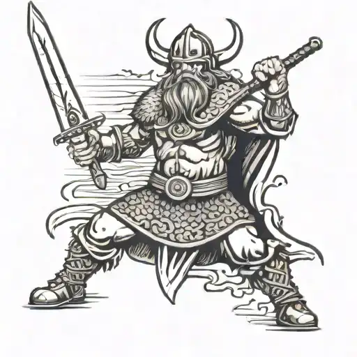 Viking Warrior Wielding A Sword