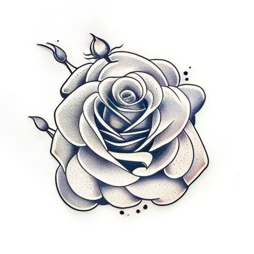 Rose With Deep Dotted Shadows And Leaves