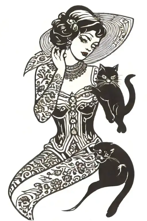 Woman With Cat Silhouette