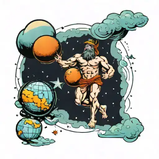 Titan Atlas Carrying All The Planets On Its Back