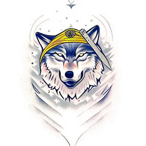 Wolf With Knife Through Head