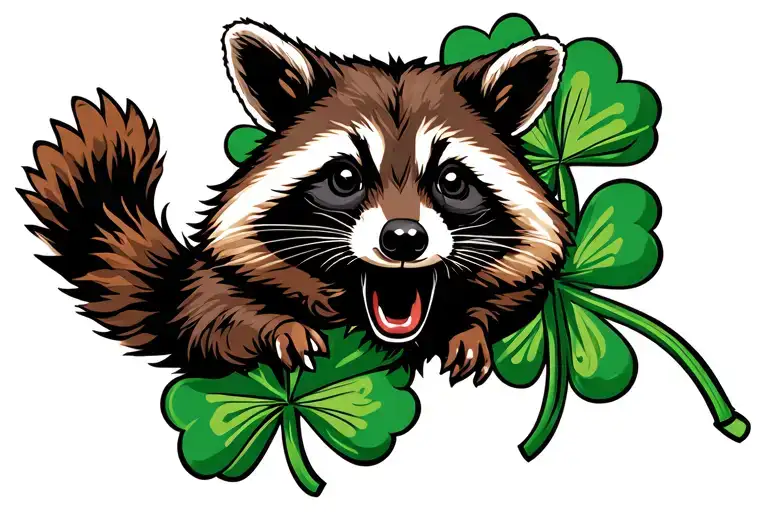 Shamrock Celtic Background High Firefighter Racoon