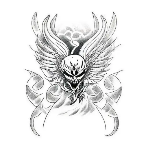 Line Work Tattoo Scorpion Burning And Transforming Into A Phoenix