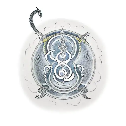 Trishul With Om Symbol And Cobra Around It