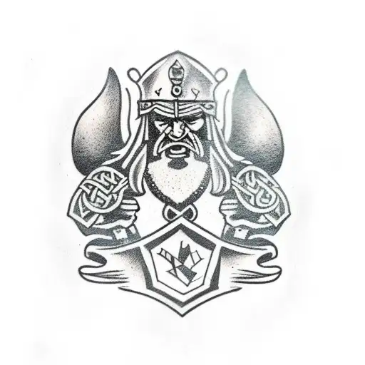 Northern Viking With Ax And Raven