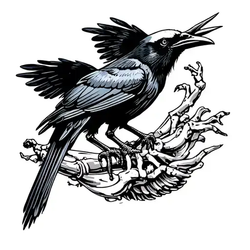 Skeleton Of A Crow Diving