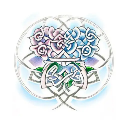 Celtic Knot With Single Blue Hydrangea