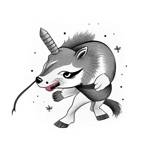 Horse Fight Racoon In Kung Fu Style