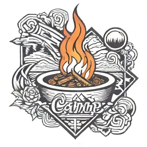 Camp Fire In Romb Rectangle