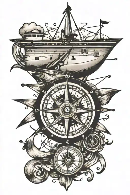Compass And Ship