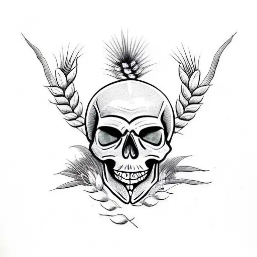 Traditional Skull With Wheat Sheaths Through Eyes