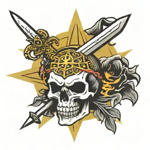 Sword Sun Rising Skull
