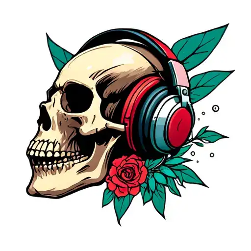 Skull With Head Phones