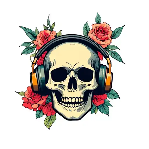 Skull With Head Phones