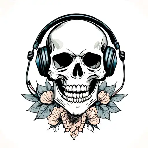 Skull With Head Phones