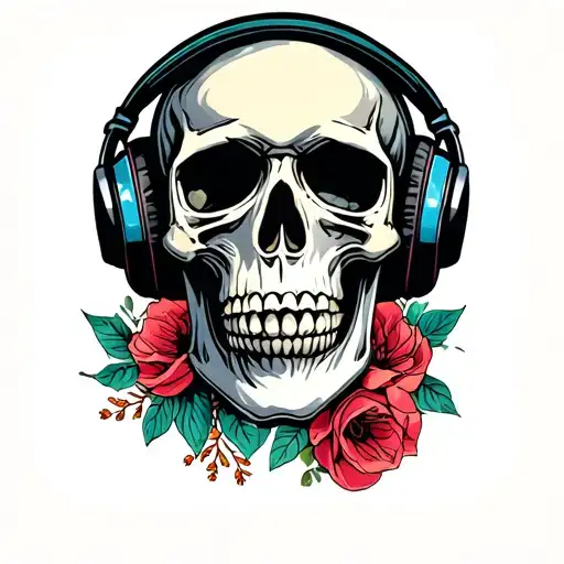 Skull With Head Phones