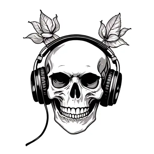 Skull With Head Phones