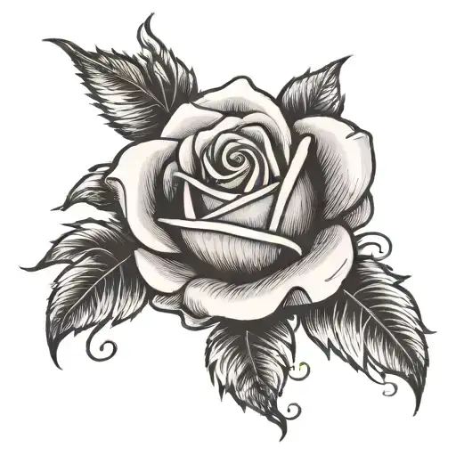 Pink Rose On Hand With Pettels Going Up And Arm