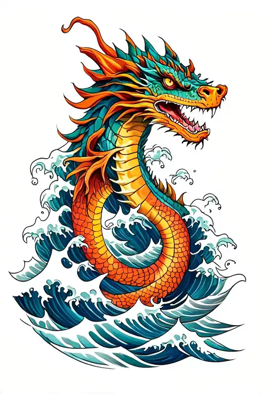 Waves And Water Dragon Wrapped