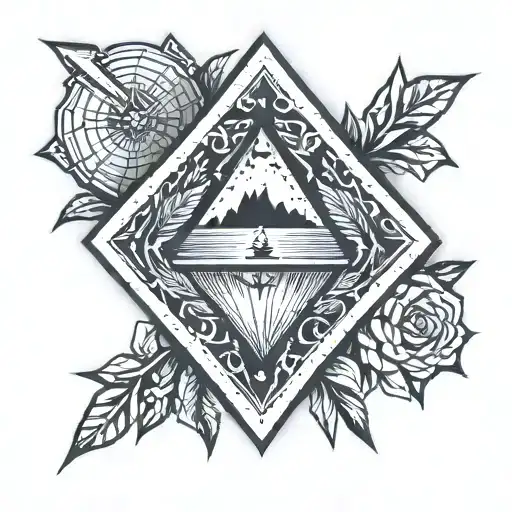 A Geometric Design Incorporating Triangles And Diamonds Inspired By The Client's Love For Disc Golf