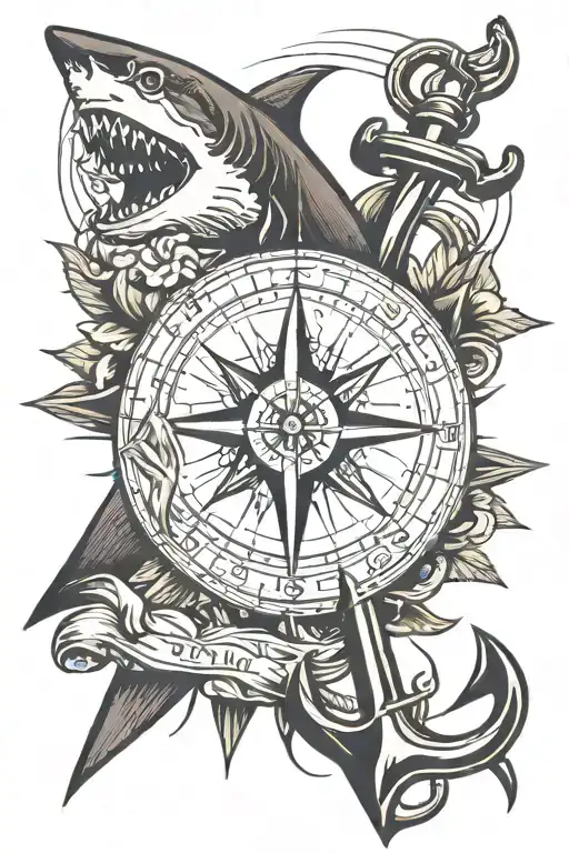 Shark Anchor And Compass