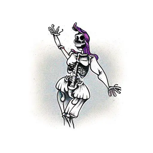 Woman Dancing With Skeleton