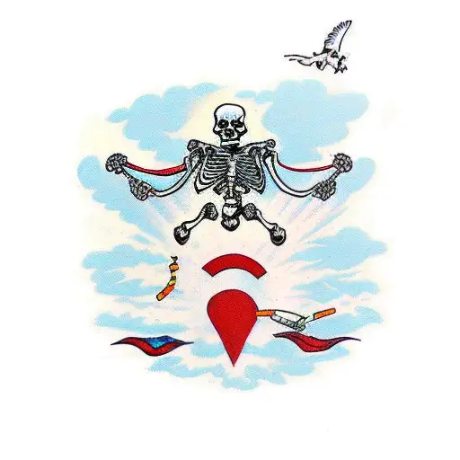 Army Skeleton Jumping Out Of Plane